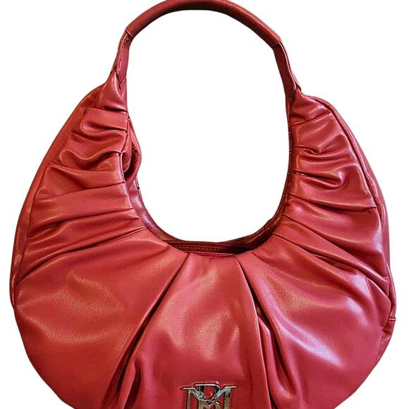 Badgley Mischka Red Ruched Handbag – Bold, Chic & Brand New! - Picture 1 of 3